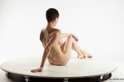Nude Woman White Sitting poses - ALL Slim short brown Sitting poses - simple Pinup